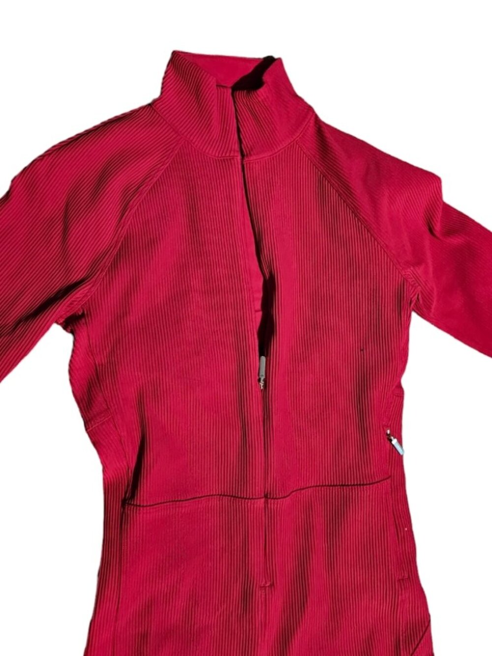 Athleta x Alicia Keys Red Goddess Ribbed Jumpsuit XXS Zip Front - Picture 3 of 4